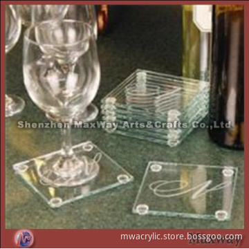 Decent Modern Transparent Acrylic/lucite Coaster /Tray Used for Holding Goblet/Wineglass with Logo